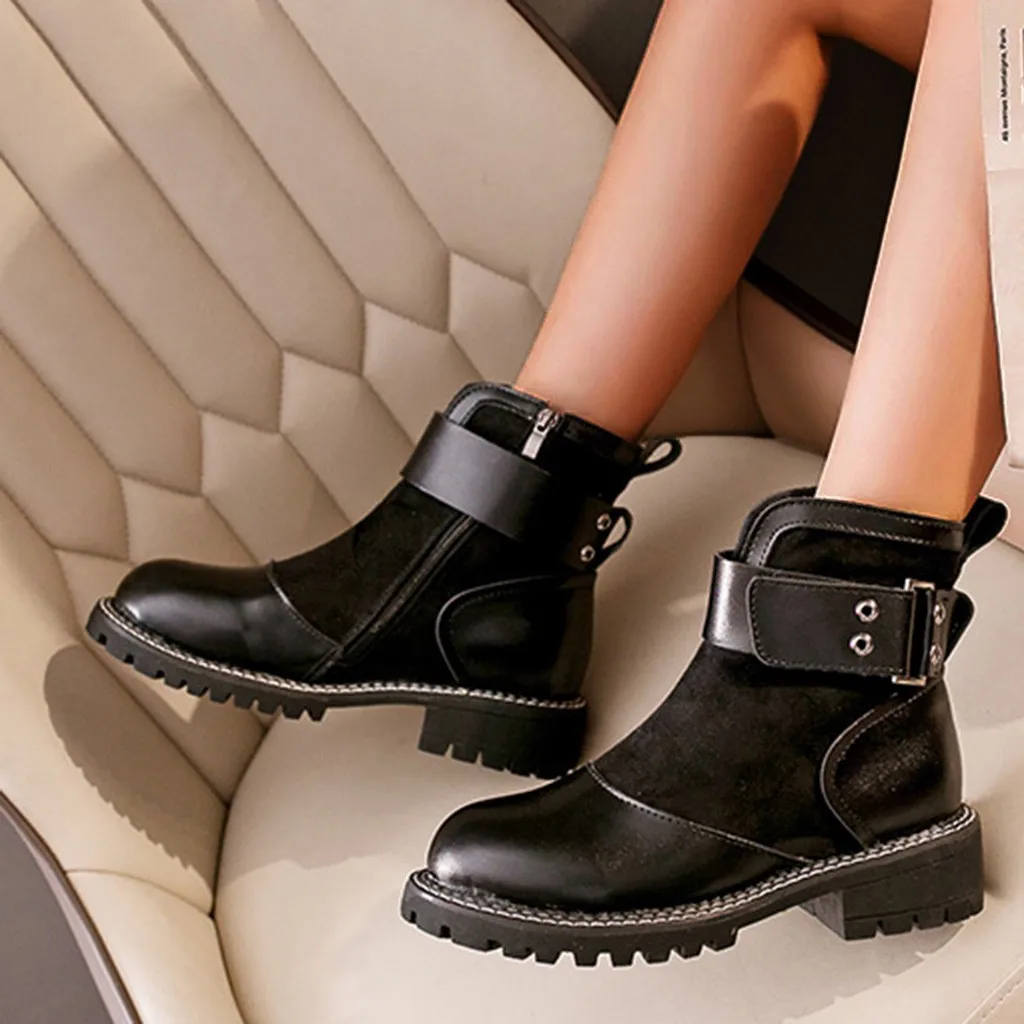 Модные кроссовки женские ботильоны Сезон Зима обувь на платформе с ремешком и