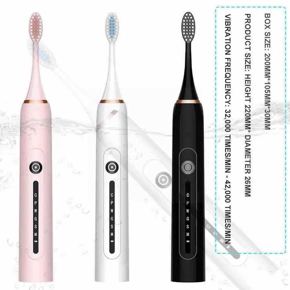 

Sonic Electric Toothbrush Adult Timer Brush 6 Mode 4/8pcs Rechargeable Set With Brushes Replacement HeadsTooth Heads Teeth X8I4