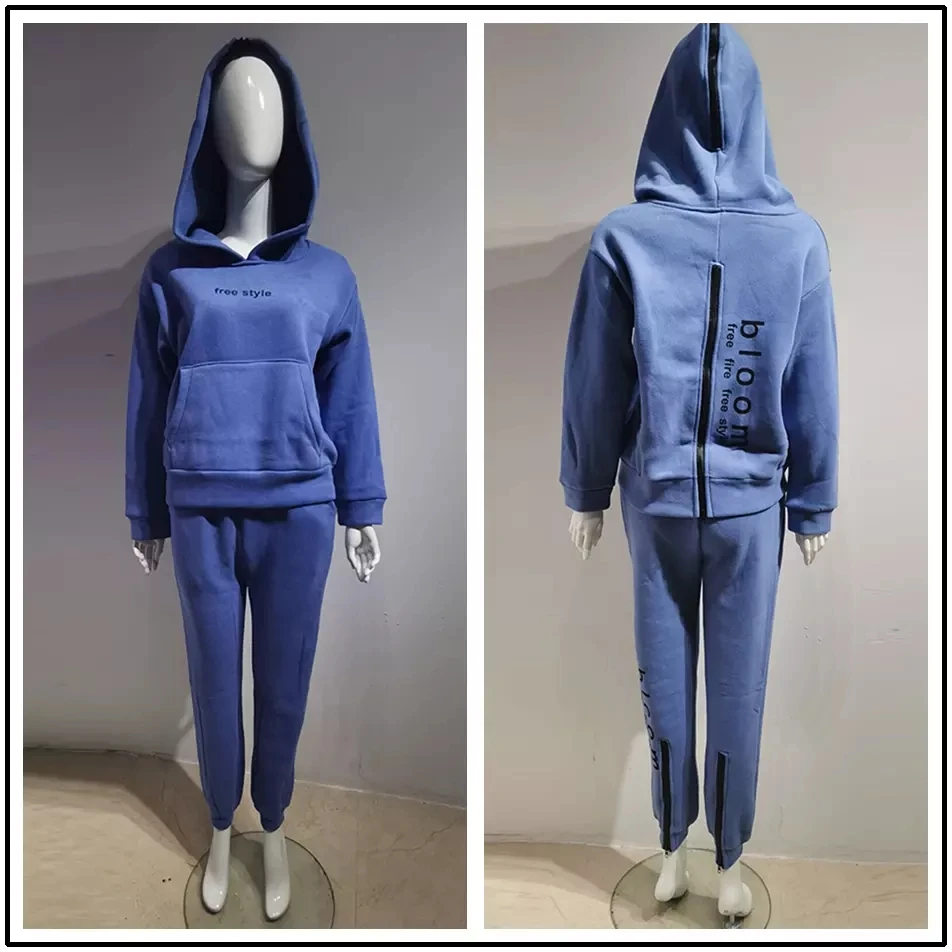 

Letter Casual Women'S Sports 2 Two-Piece Suit Zipper Pullover Hooded Sweatshirt + Sweatpants Suit 2020 Winter New Streetwear