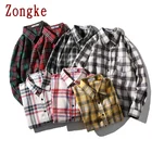 Новинка 2022, клетчатая рубашка Zongke, мужская повседневная приталенная Женская модная деловая хлопковая блузка, женская блузка