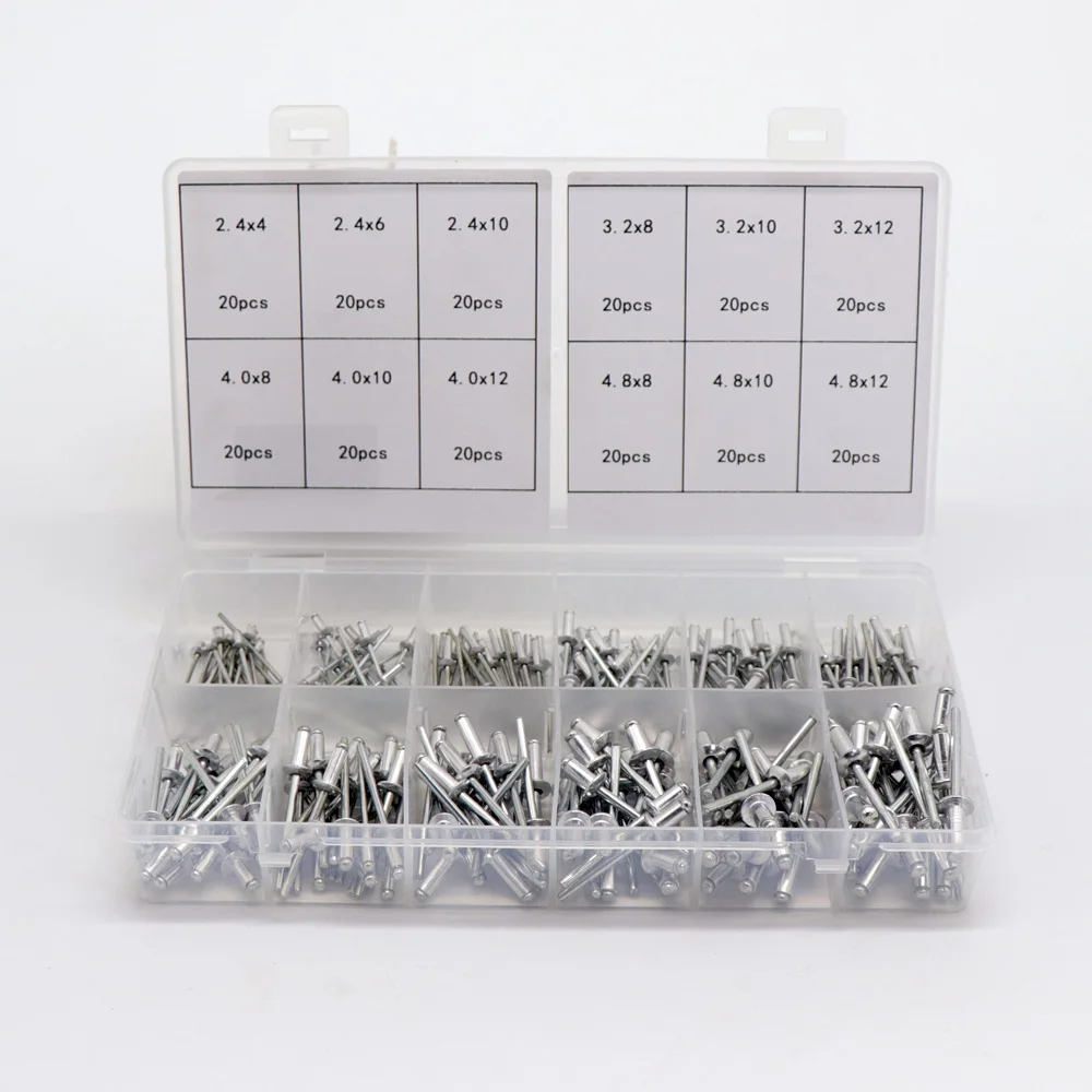 240Pcs/set Aluminium Blind Hollow Rivets Nails Decoration Pop Riveter Riveting Gun Furniture Assortment Kit Tools Accessories |