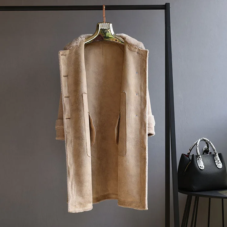 OFTBUY парка с v-образным вырезом зимняя куртка Женское пальто из натурального меха тканая шерсть плюшевый флис медведь плюшевая верхняя одежда теплая уличная