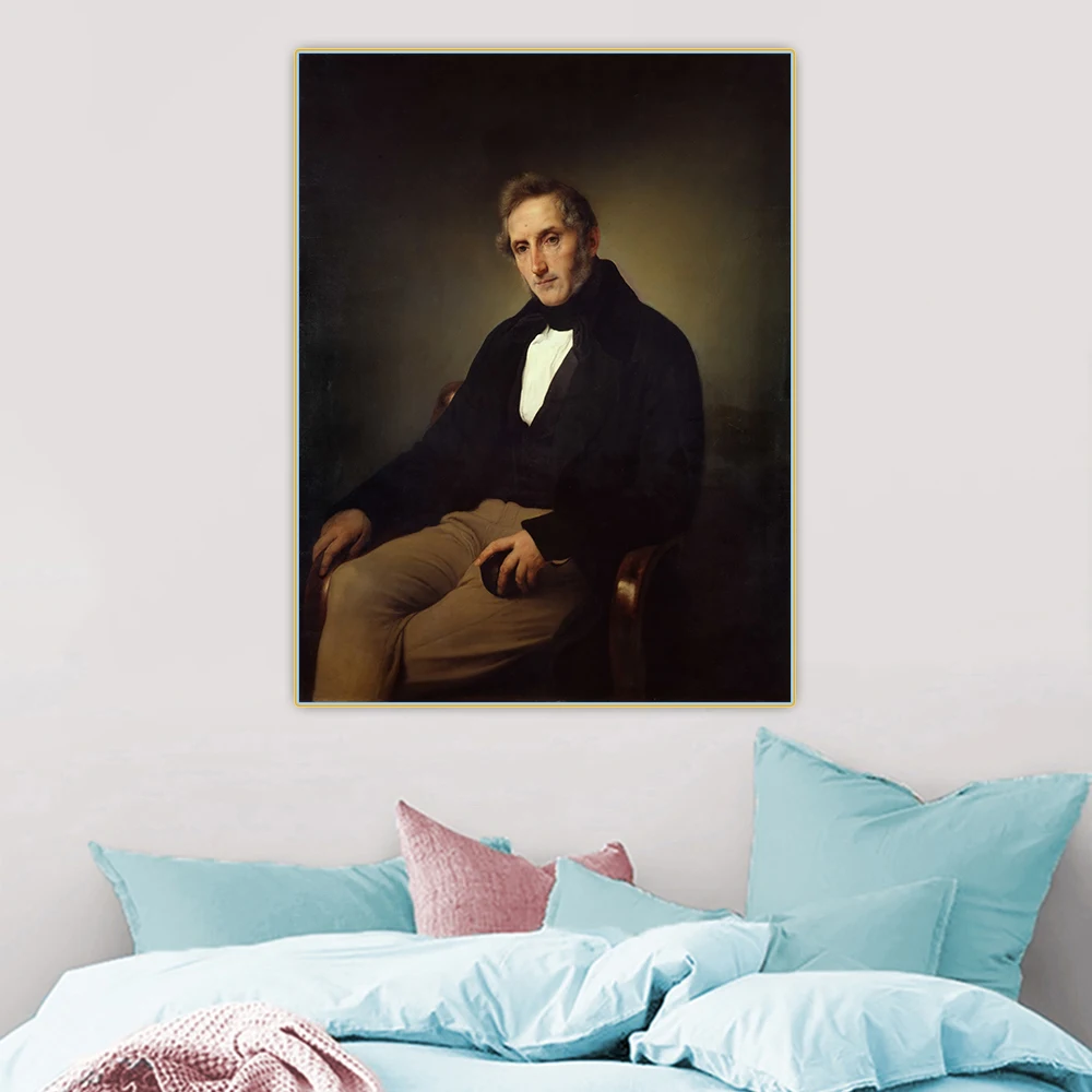 Портрет Алессандро Манцони, холст, масляная живопись, произведение искусства, картина, фон, украшение для дома.