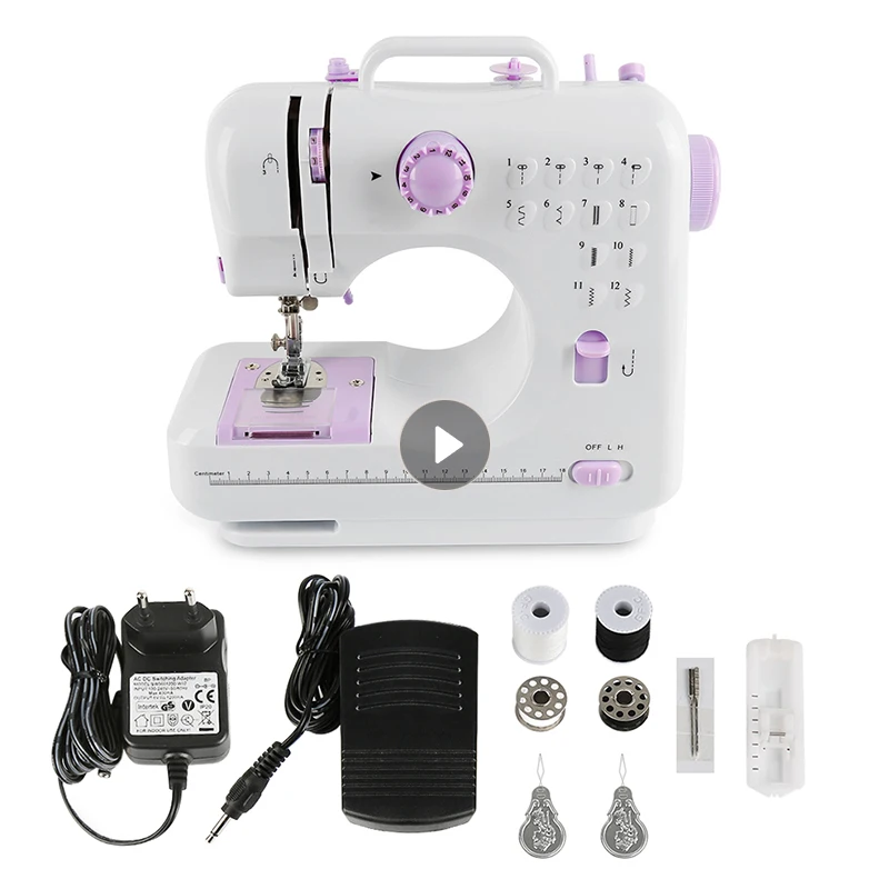 

Электрическая швейная машина оверлок 505, 12 стежков, европейский стандарт, многофункциональный бытовой мини-инструмент «сделай сам» для шит...