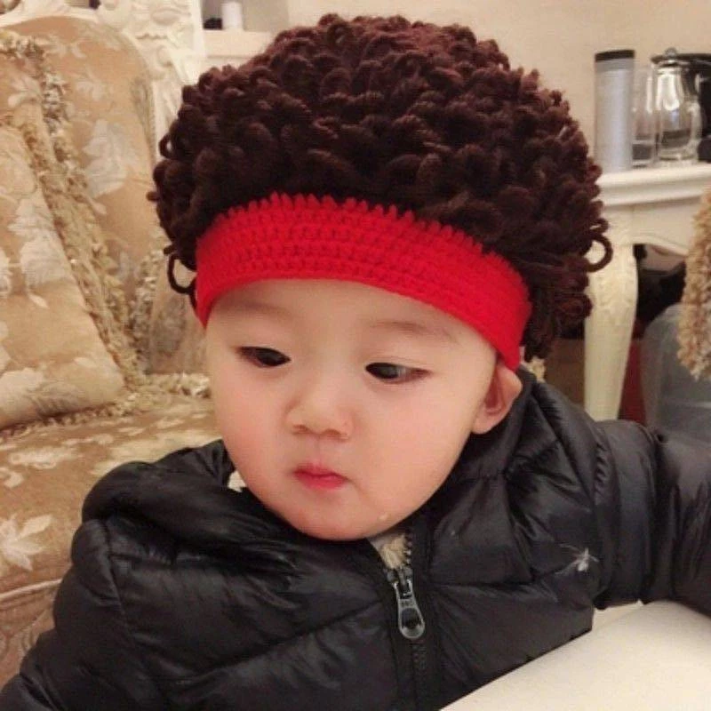 Funny Kid Wig Hat Afro-hair Dreadlocks Hat Handmade Knit Warm Cap Autumn Winter Gift Party Beanies Healthy Knitting Baby Caps