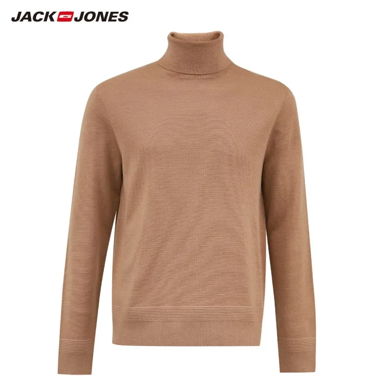 Мужской базовый шерстяной свитер JackJones разноцветный вязаный с высоким воротом