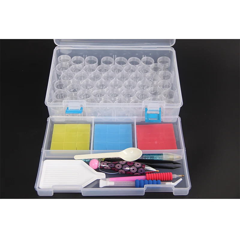 Новый большой контейнер с 48 отделениями для хранения материалов для алмазной живописи и рукоделия: клей для мозаики, ручка, глиняная плитка, наборы для вышивания крестиком.