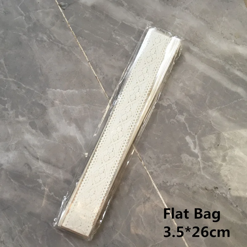 Flat Lace 3.5x26cm LBSISI Life, 100 шт, печенье в виде пальцев, пакеты для печенья, белое кружево, длинный пластиковый подарок, сделай сам, крафт-карта, упаковка для капкейков, самоклеющаяся сумка - Цвет: Flat Lace 3.5x26cm