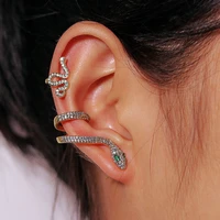 2pcs set clip earrings ear cuffs for women gold color snake zircon stone accessorries charm earring e002