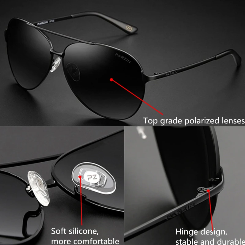 Мужские солнцезащитные очки PARZIN поляризационные в винтажном стиле из
