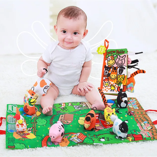 Детские игрушки коврик сцена Ткань Книга стерео ферма кукла Динозавр джунгли для