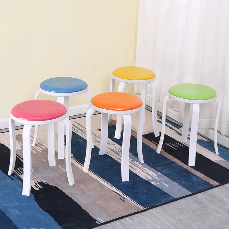 

Nordic furniture solid wood household cosmetic stool creative cloth simple short stool wholesale round stool