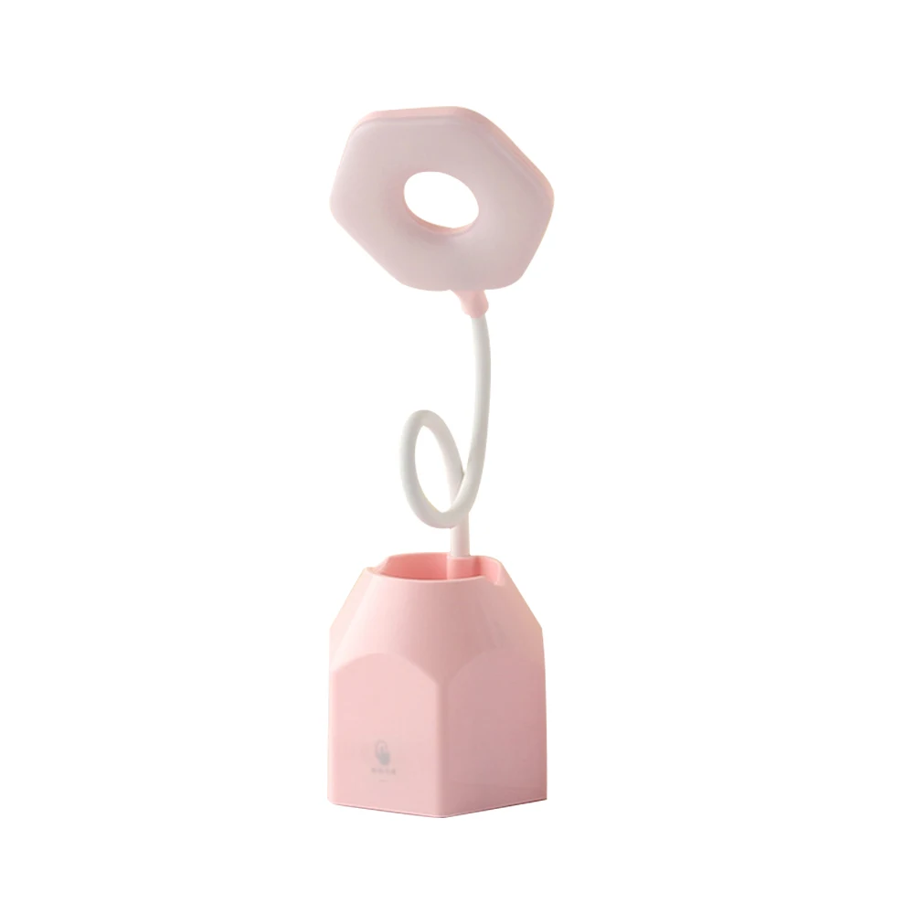 pink 13x43cm USB Перезаряжаемый Светодиодный настольный светильник, сенсорная регулировка яркости, настольная лампа, держатель для телефона, светильник для чтения с вентиляторной щеткой, лампа для горшка - Цвет корпуса: pink 13x43cm