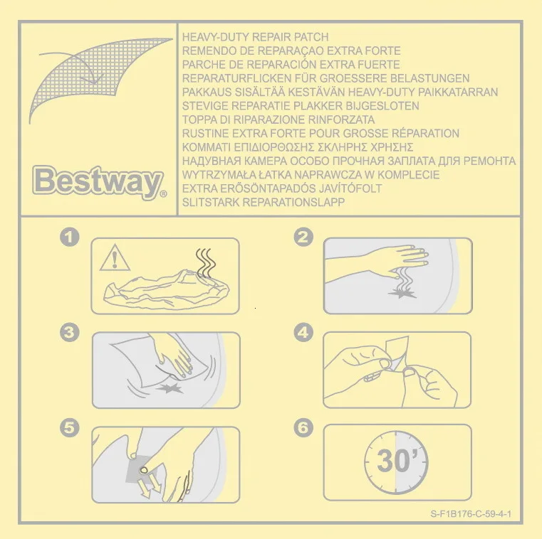 62068 Bestway 360 шт. 2,5x2,5 дюйма клейкая ремонтная пластырь для пластикового бассейна, надувной лодки, коврика, дивана, кровати 6,5x6,5 см сверхпрочная пластырь