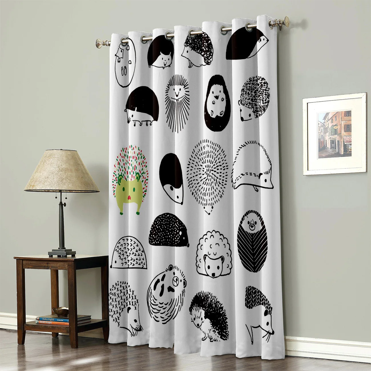 Шторы на окна с рисунком ежика Мультяшные животные для спальни кухни Цветочные