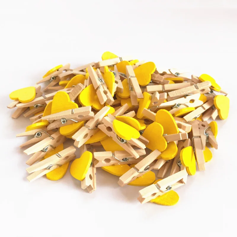 50 шт./лот мини романтические деревянные зажимы в форме любящего сердца бумаги для