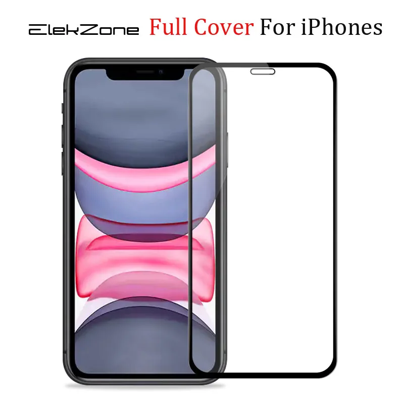 Закаленное стекло с изогнутыми краями и полным покрытием экрана для iPhone 11 X XS XR 8 7 6
