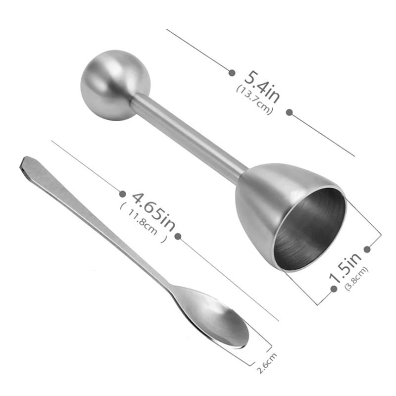 Stainless Steel Egg Cracker Topper Set Hard Boiled Eggs Separator Holder 4 Spoons Cups 1 Shells Remover Top Cutter | Дом и сад