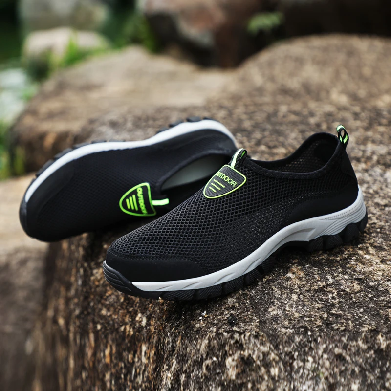 

Breathable Outdoor Hiking Shoes For Men Summer Mesh Climbing Trekking Sneakers Slip-on Upstream Sneakers Mountain Sport Shoes