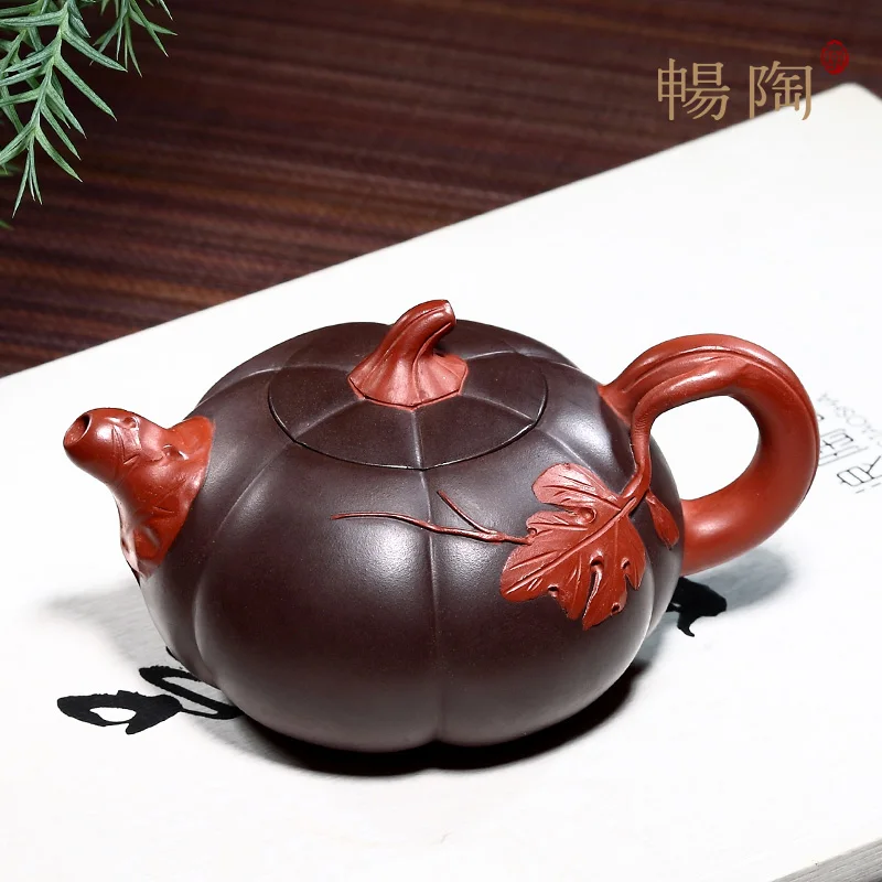

★Чантао] исинский чайник из сырой руды из фиолетовой глины, известный чайник Li Xiaolu, чистый ручной набор для чая, двухцветная Тыква 230C