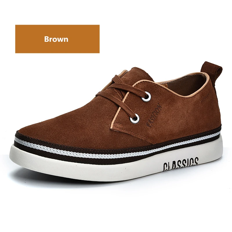 Brown Elevator Shoes Misalwa/мужская повседневная обувь из коровьей замши; мужская обувь, увеличивающая рост; Цвет Кофейный, коричневый; Мужская обувь; Роскошная Брендовая обувь; размеры 38-43 - Цвет: Brown Elevator Shoes