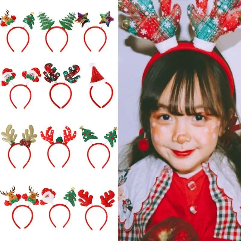 

Рождественские повязки на голову, симпатичные украшения для волос в виде Санта-Клауса, Детские и взрослые повязки для волос, новогодние укр...