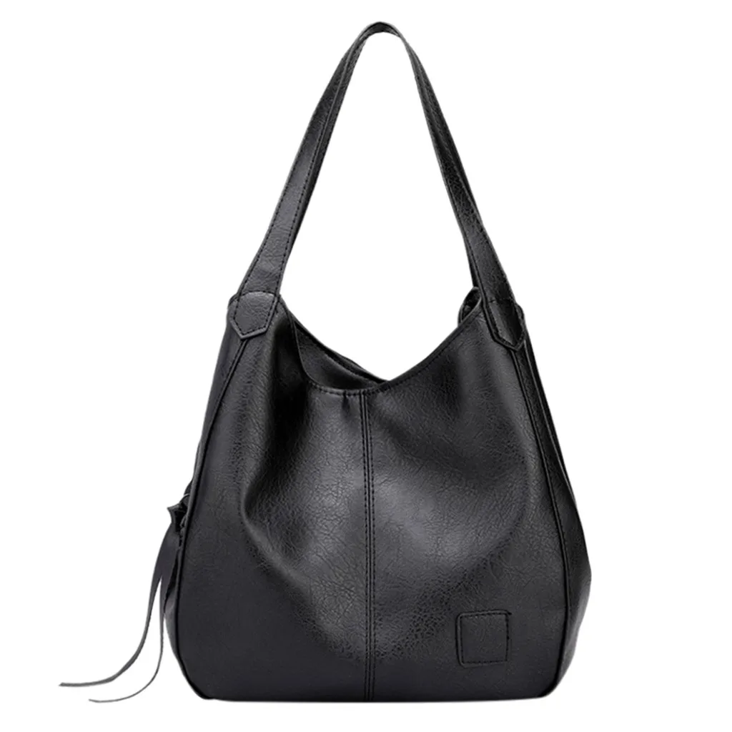 Черный Large-capacity women's handbag Casual Totes Women bag Simple shopping big Shoulder bag for Women Classic Tassel Bags bolso mujer - Цвет: Черный