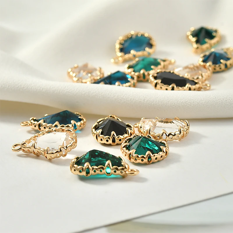 Особой формы капли воды Медный из настоящего золота 18 К с украшением в виде