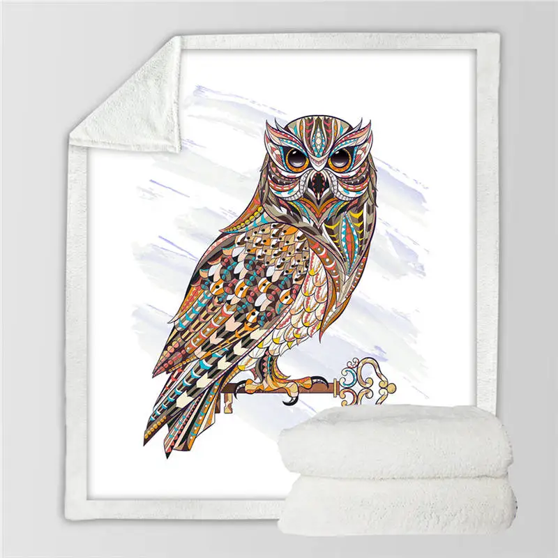 Owl 005 BeddingOutlet пушистое одеяло с совами, красочное пушистое одеяло с птицами, шерпа, акварельные постельные принадлежности, Галактическое одеяло s для кроватей 150x200 см - Цвет: Owl 005