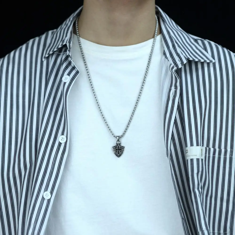 Ожерелье из нержавеющей стали Мужская цепь аксессуары в готическом стиле Vikings Cross