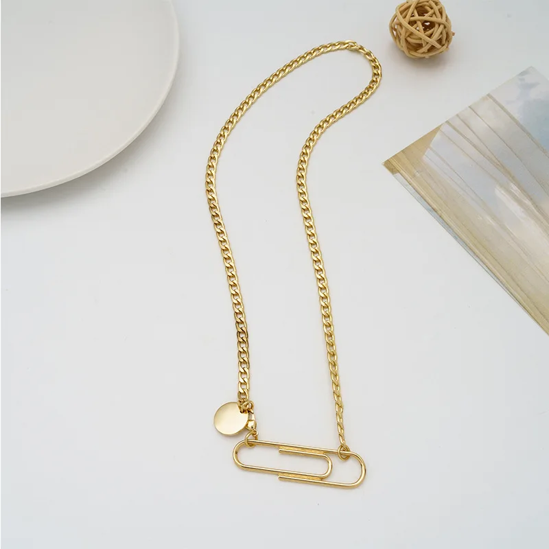 

European and American 2021 new hyperbole pin clavicle chain fashion cool Street trend personalized hip hop Necklace