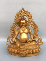 13chinese folk collection old bronze gilt yellow god of wealth buddha huang caishen back light sitting buddha ornaments