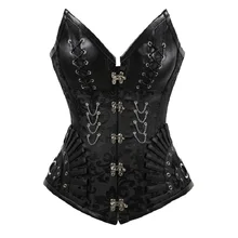 Corset Burlesque Sexy pour femmes, Bustier gothique sous le buste, Steampunk en acier désossé, vêtements de modelage, noir, 2XL, 2020  (2)