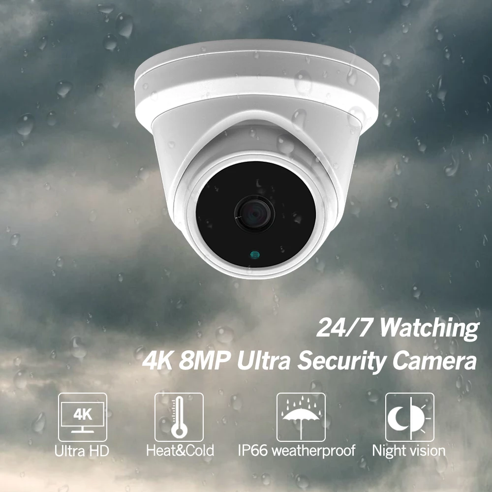 4-канальная система видеонаблюдения 2 шт. Ultra 8MP купольная камера безопасности POE с
