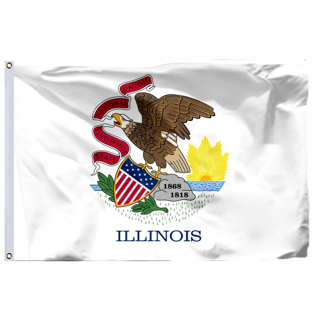 

US State Illinois Flag 3x5ft America 2x3ft United States Double Stitched High Quality Banner 90x150cm USA For Home Decoration