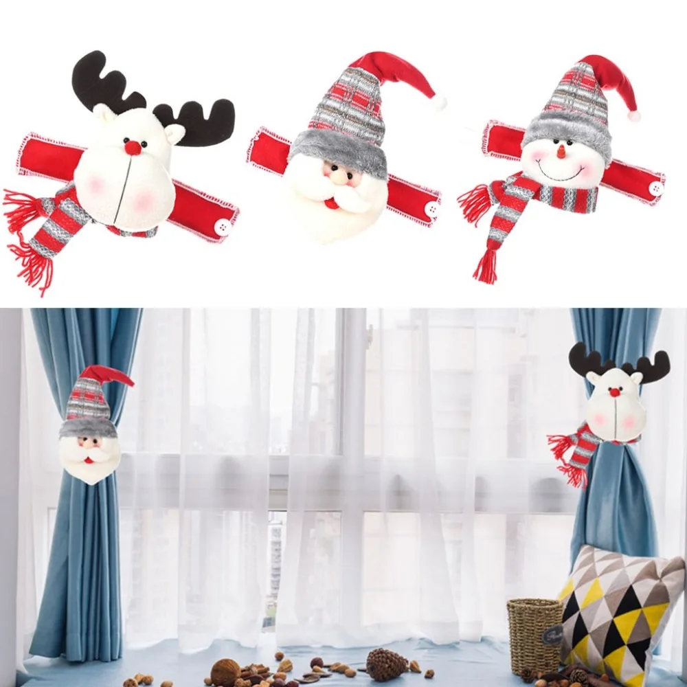 Santa Clause Snowman Deer Dolls Curtain Buckle Christmas Decoration for Home New Year Party Decor weihnachtsdekoration#35