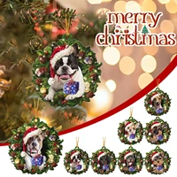 cute dog print christmas ornaments hanging decoration gift product personalized family gift wrapping supplies wedding favors