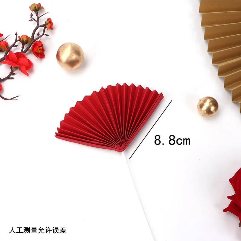 Украшение для торта в китайском стиле на день рождения красный складной веер