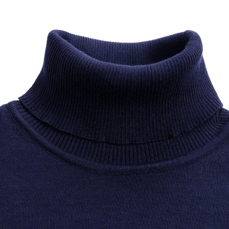 2020 бренд Водолазка Осень Зима теплый пуловер вязаный мужской свитер однотонный