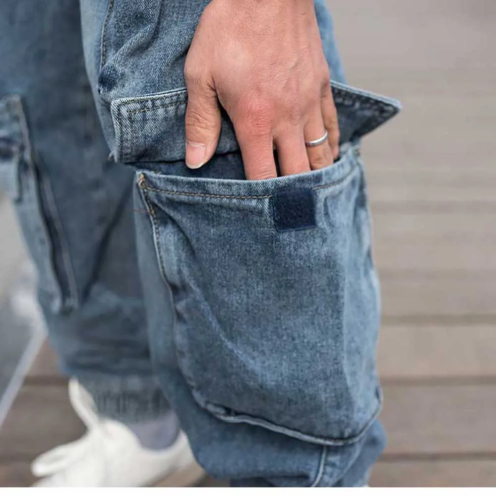 Fashion Joggers Cargo Pants Men's Casual Jeans Hiphop Harem Trousers Streetwear Loose Baggy Denim Clothing