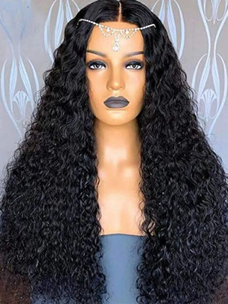 

25.5 Inch Curly Closure Wigs Glueless Front Wigs for Black Women Closed wig 25.5 inches curly frontal wig Peru curly human wig