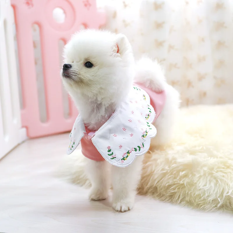 PETCIRCLE одежда для щенков воротник в виде листьев лотоса вышитая рубашка питомцев