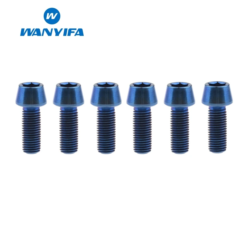 M5X15 blue Wanyifa M5x15 16 18 20 мм Титан/Ti болты для выноса руля для конической головки MTB велосипедные винты фиксированные болты велосипедные части - Цвет: M5X15 blue
