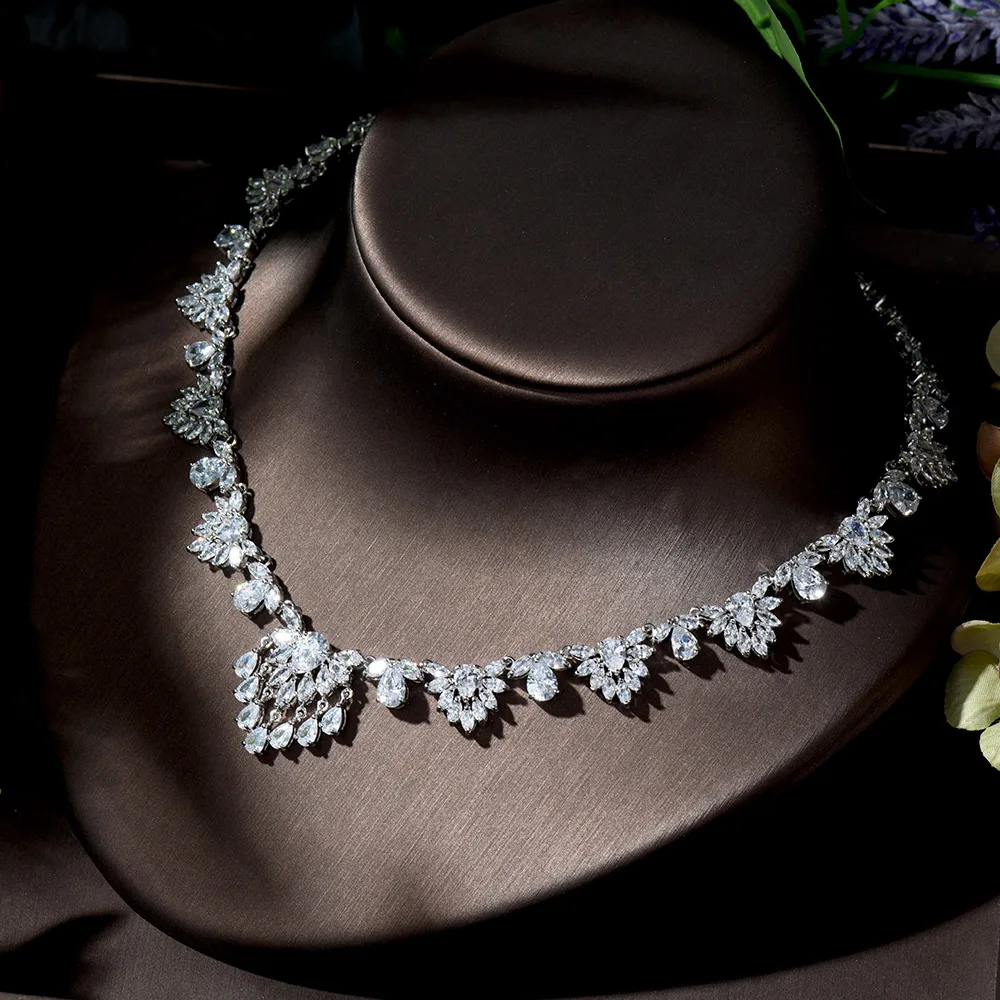 Роскошное ожерелье и серьги HIBRIDE из Дубая с кубическим цирконием свадебные