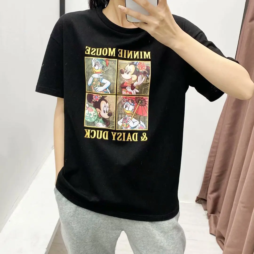 

Disney 2021 Minnie Minnie T-shirt short sleeve round neck Harajuku loose wind street cartoon printed T-shirt