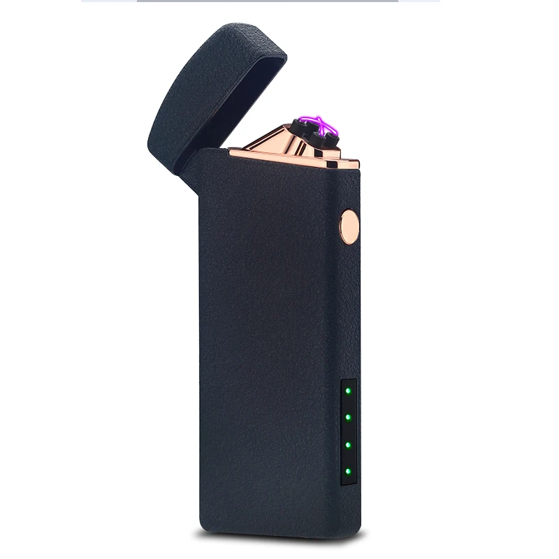 Matte Black Двойные электронные дуги прикуривателя USB металла Перезаряжаемые Ветрозащитный Непламено Электрический зажигалки плазмы с Дисплей свет зажигалка зажигалка usb - Цвет: Matte Black