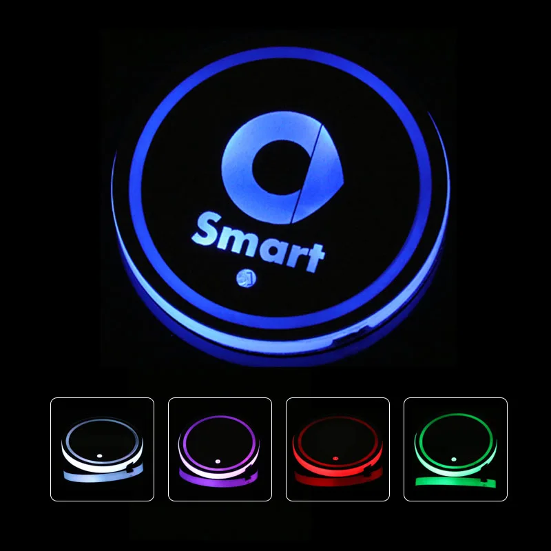 2X Светодиодные Автомобильные лампы для подстаканников с логотипом Mercedes Benz Smart