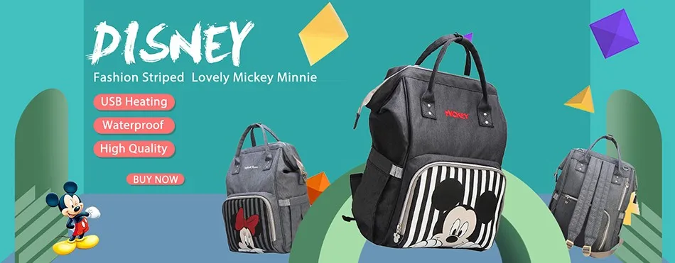 Disney USB пеленки сумка рюкзак мумия Материнство/подгузник мешок. Детская сумка, дорожная сумка для кормления с Микки Маусом. Сумка для ухода за ребенком. Водонепроницаемая сумка