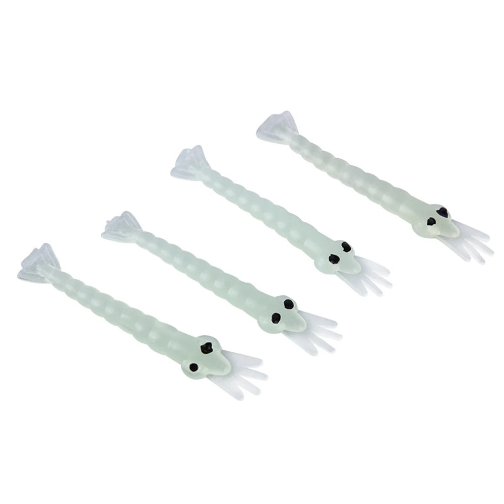

50pcs Luminous Shrimp Fishing Lures Soft Silicone Green Shrimp Artificial Bait Sabiki Rig Lures Drop Shrimp Fishing Lure