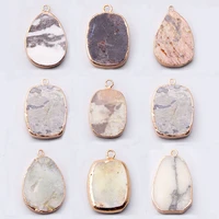 natural mix gem stone pendulum stone agates pendant charms stone slice chips necklace making pendant jewelry accessory handmade